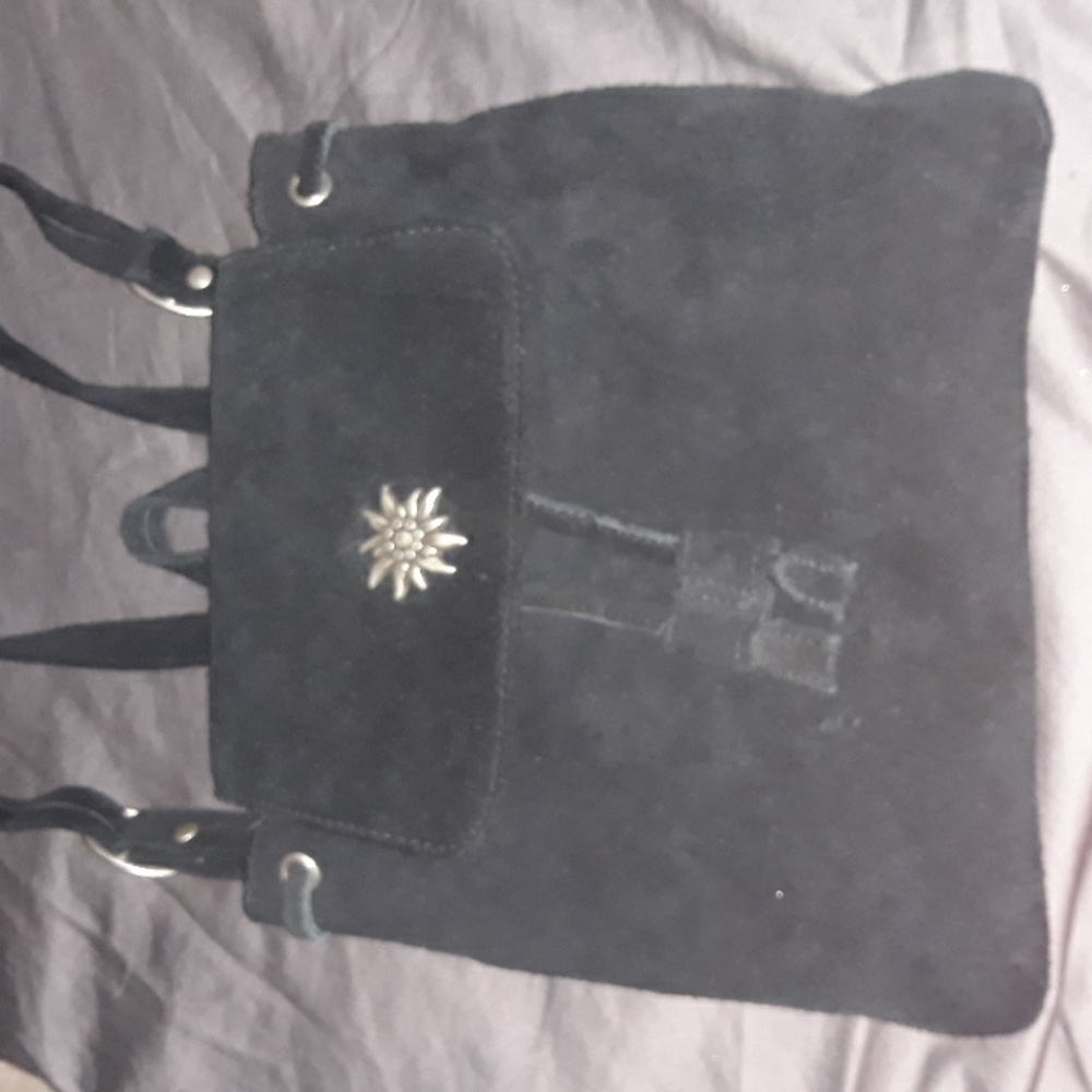 Women's small swad leather black backpack